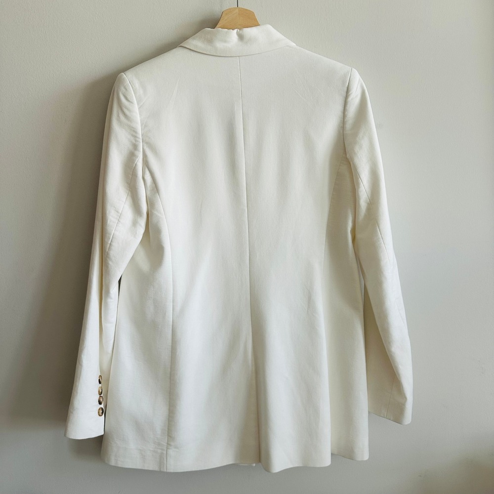 NWT IRIS & INK Giselle Double-Breasted Off White Organic Cotton Blazer – 12 - Picture 6 of 11